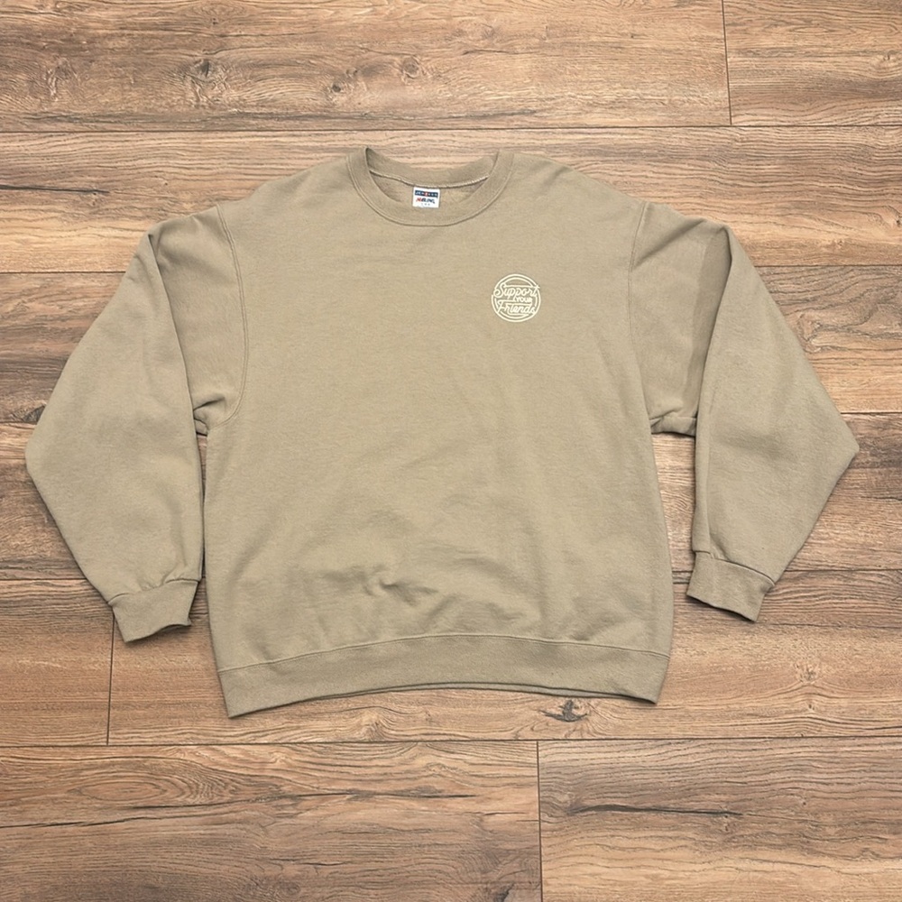 Vintage Tan Support Your Friends Crewneck Sweatshirt Size Large
